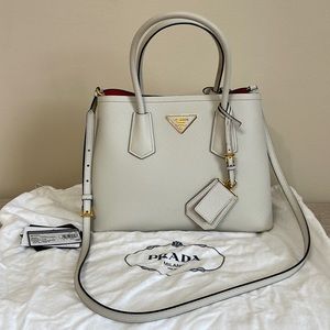 AUTHENTIC PRADA SAFFIANO LEATHER SMALL DOUBLE BAG